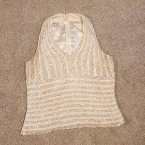 JAKARA shiny WHITE halter tank top - WOMENS LARGE